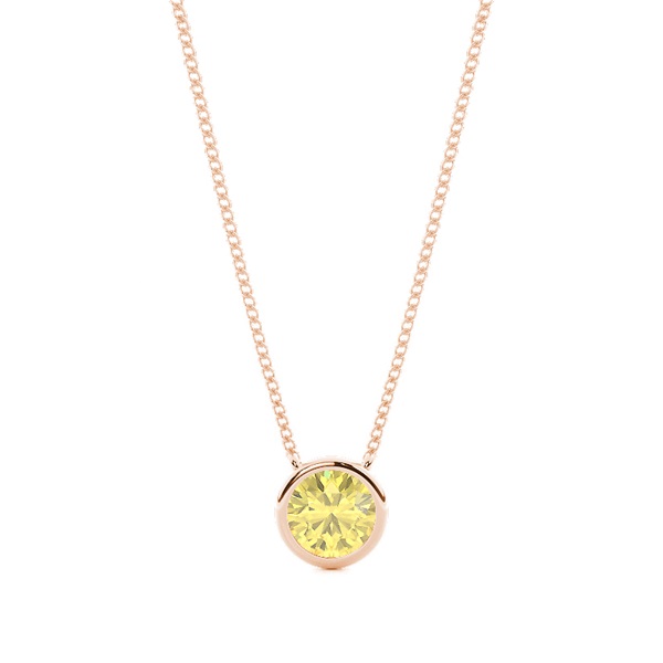 Bezel Setting Yellow Diamond Solitaire Pendant