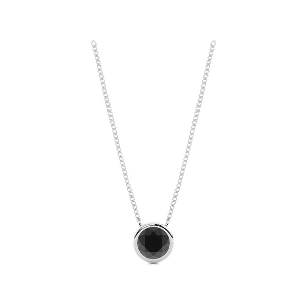 Bezel Set Round Black Diamond Solitaire Pendant