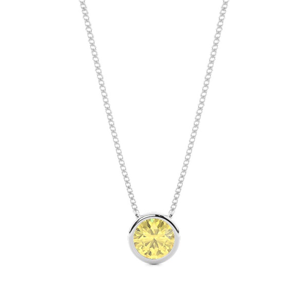 Bezel Setting Yellow Diamond Solitaire Pendant