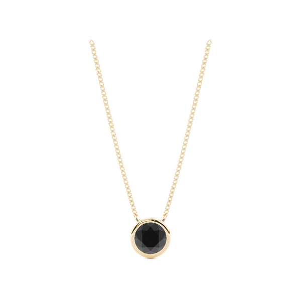 Bezel Set Round Black Diamond Solitaire Pendant