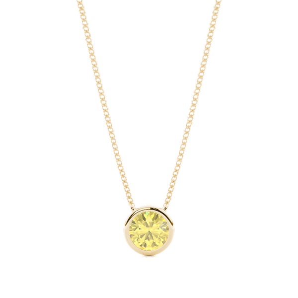 Bezel Setting Yellow Diamond Solitaire Pendant
