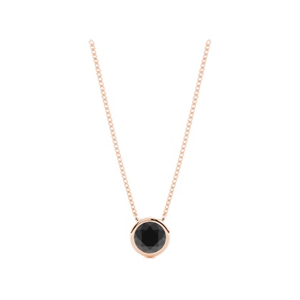 Bezel Set Round Black Diamond Solitaire Pendant