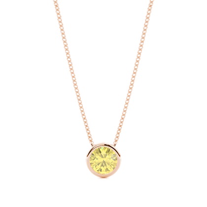 Bezel Setting Yellow Diamond Solitaire Pendant