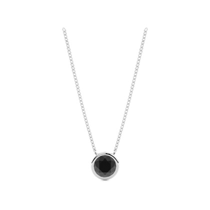 Bezel Set Round Black Diamond Solitaire Pendant