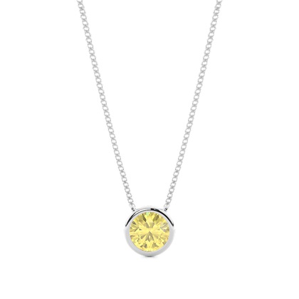 Bezel Setting Yellow Diamond Solitaire Pendant