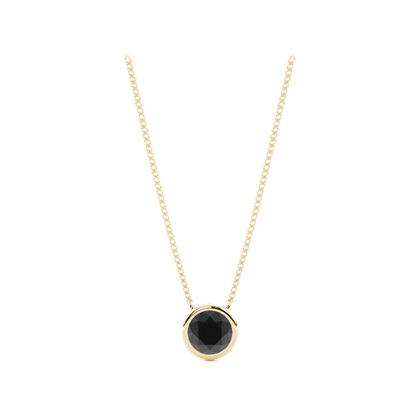 Bezel Set Round Black Diamond Solitaire Pendant