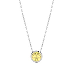 Bezel Setting Yellow Diamond Solitaire Pendant