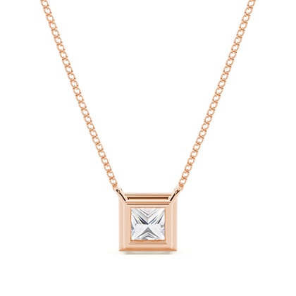 Princess Cut Diamond Pendant Necklaces