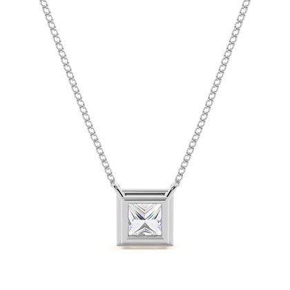 Princess Cut Diamond Pendant Necklaces