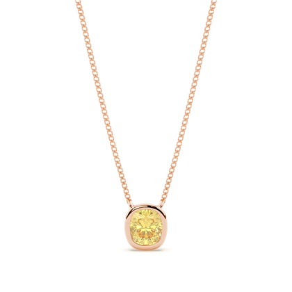 Bezel Setting Yellow Diamond Solitaire Pendant