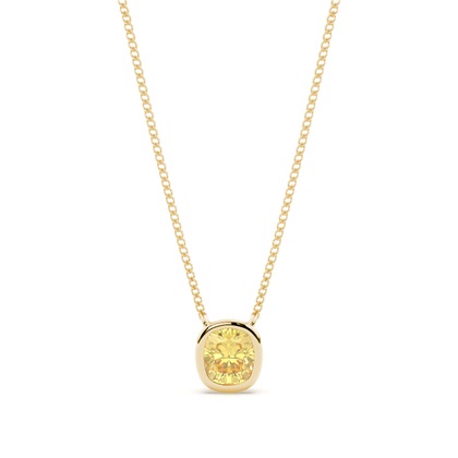 Bezel Setting Yellow Diamond Solitaire Pendant