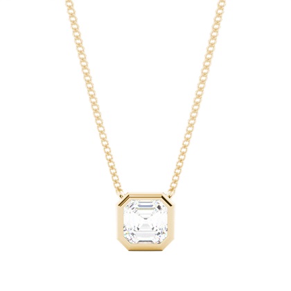 Asscher Yellow Gold Diamond Necklaces and Diamond Pendants