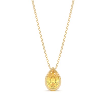 Bezel Setting Yellow Diamond Solitaire Pendant