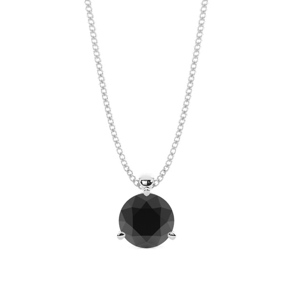 Round Black Diamond Solitaire Pendant