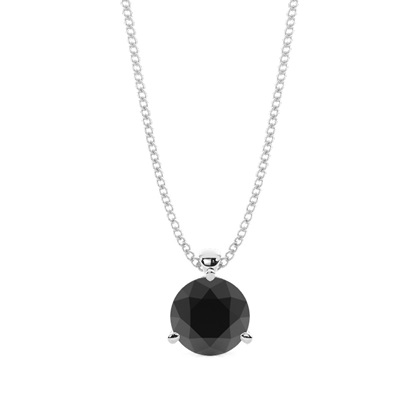 Round Black Diamond Solitaire Pendant