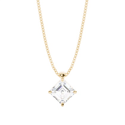 Asscher Yellow Gold Diamond Necklaces and Diamond Pendants