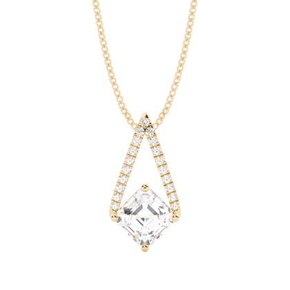 Asscher Yellow Gold Diamond Necklaces and Diamond Pendants