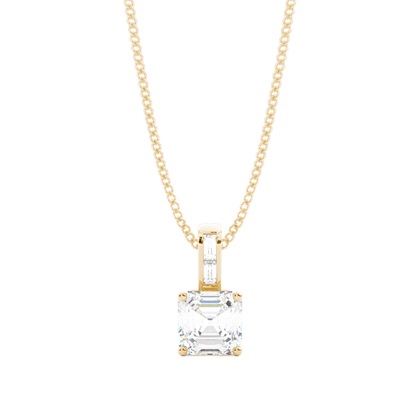 Asscher Yellow Gold Diamond Necklaces and Diamond Pendants