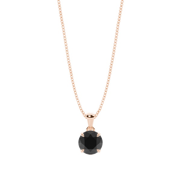 Round Black Diamond Solitaire Pendant