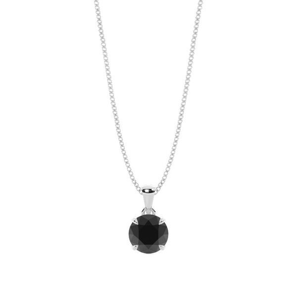 Round Black Diamond Solitaire Pendant