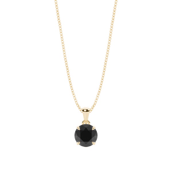 Round Black Diamond Solitaire Pendant