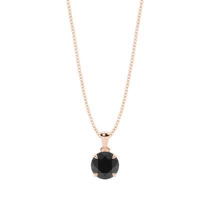 Round Black Diamond Solitaire Pendant