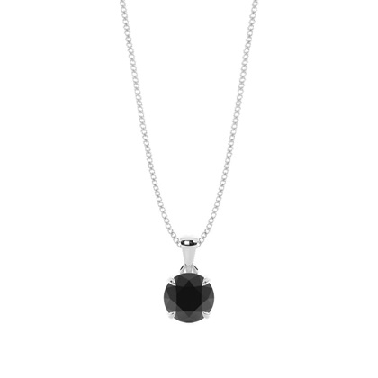 Round Black Diamond Solitaire Pendant