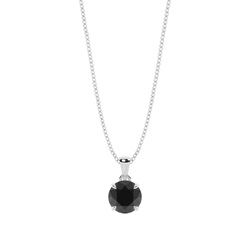 Round Black Diamond Solitaire Pendant