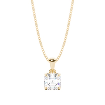 Asscher Yellow Gold Diamond Necklaces and Diamond Pendants