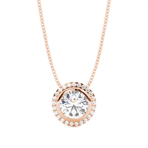 Bezel Setting Diamond Halo Pendant