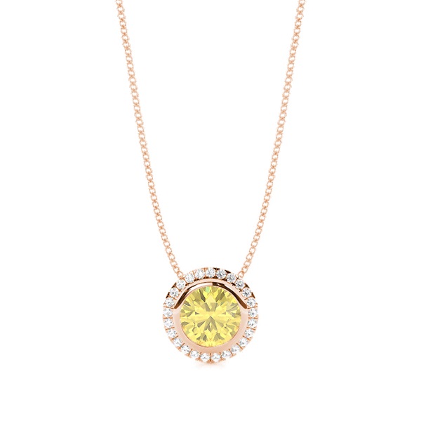 Bezel Setting Yellow Diamond Solitaire Pendant