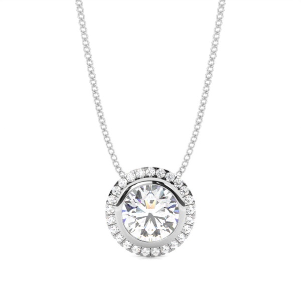 Bezel Setting Diamond Halo Pendant