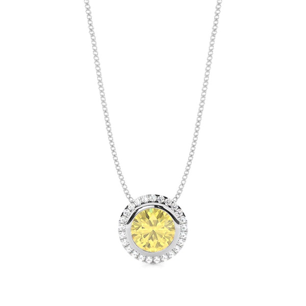 Bezel Setting Yellow Diamond Solitaire Pendant