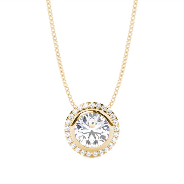 Bezel Setting Diamond Halo Pendant