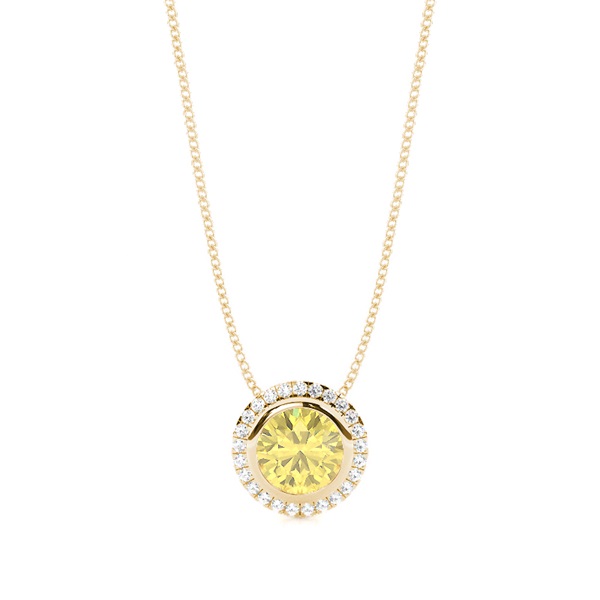 Bezel Setting Yellow Diamond Solitaire Pendant