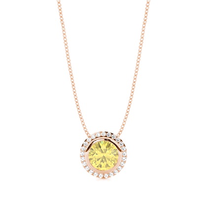 Bezel Setting Yellow Diamond Solitaire Pendant