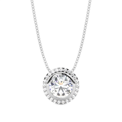 Bezel Setting Diamond Halo Pendant