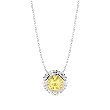 Bezel Setting Yellow Diamond Solitaire Pendant