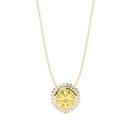 Bezel Setting Yellow Diamond Solitaire Pendant