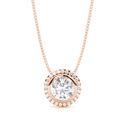 Bezel Setting Moissanite Halo Pendant