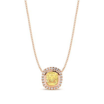 Bezel Setting Yellow Diamond Solitaire Pendant