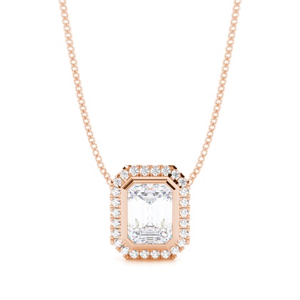 Bezel Setting Moissanite Halo Pendant