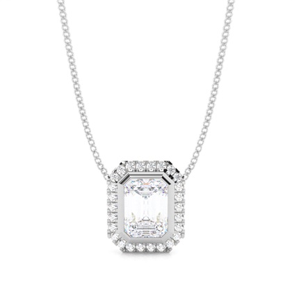 Bezel Setting Moissanite Halo Pendant