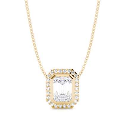 Bezel Setting Moissanite Halo Pendant
