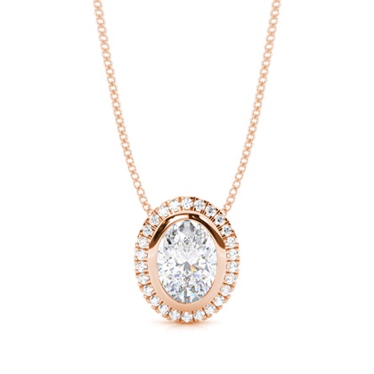 Bezel Setting Moissanite Halo Pendant