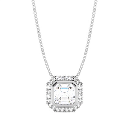 Bezel Setting Diamond Halo Pendant