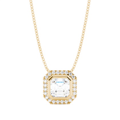 Asscher Yellow Gold Diamond Necklaces and Diamond Pendants