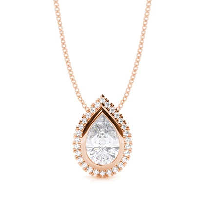 Bezel Setting Moissanite Halo Pendant