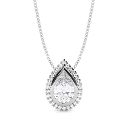 Bezel Setting Moissanite Halo Pendant