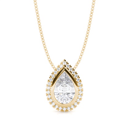 Bezel Setting Moissanite Halo Pendant
